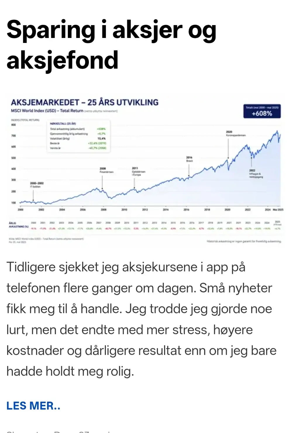 Sparing i aksjer og aksjefond