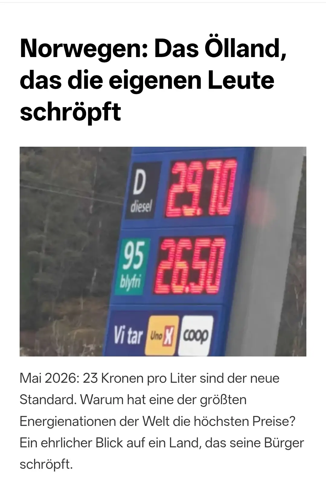 Norwegen: Das Ölland, das die eigenen Leute schröpft