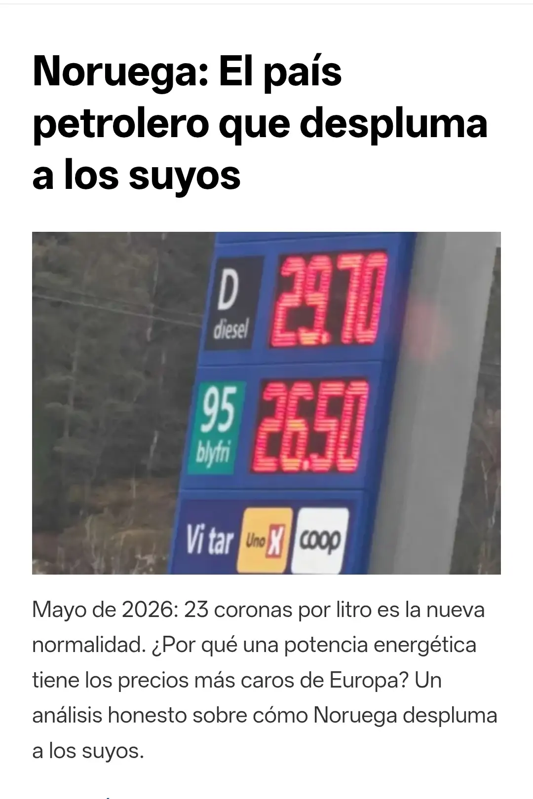 Noruega: El país petrolero que despluma a los suyos