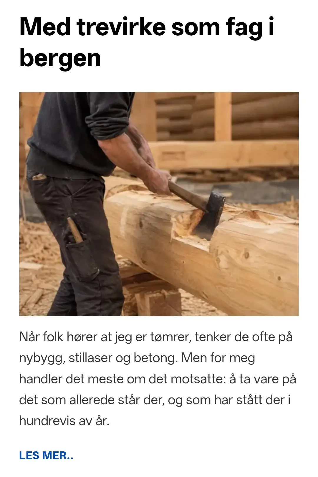 Med trevirke som fag i bergen