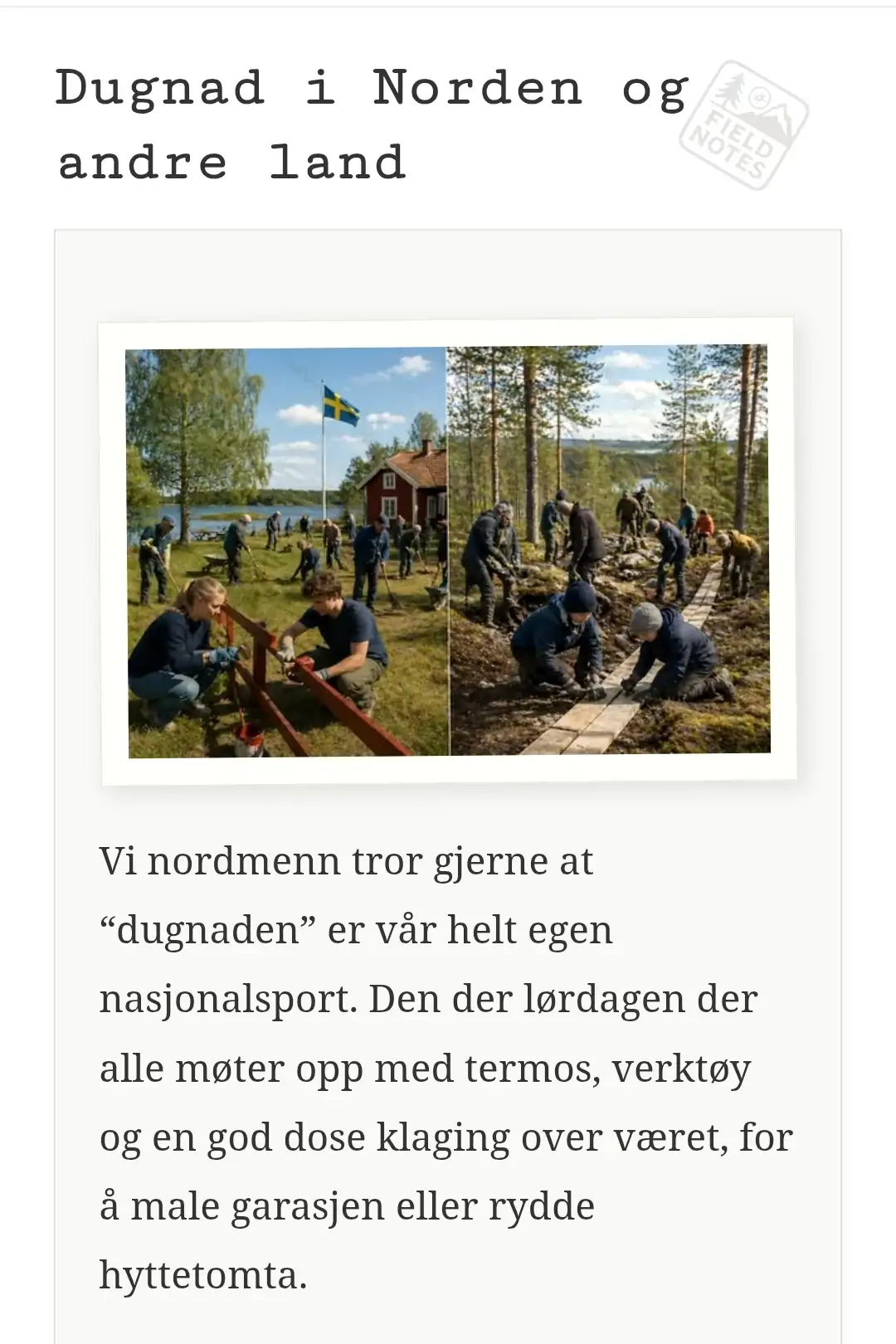 Dugnad i Norden og andre land