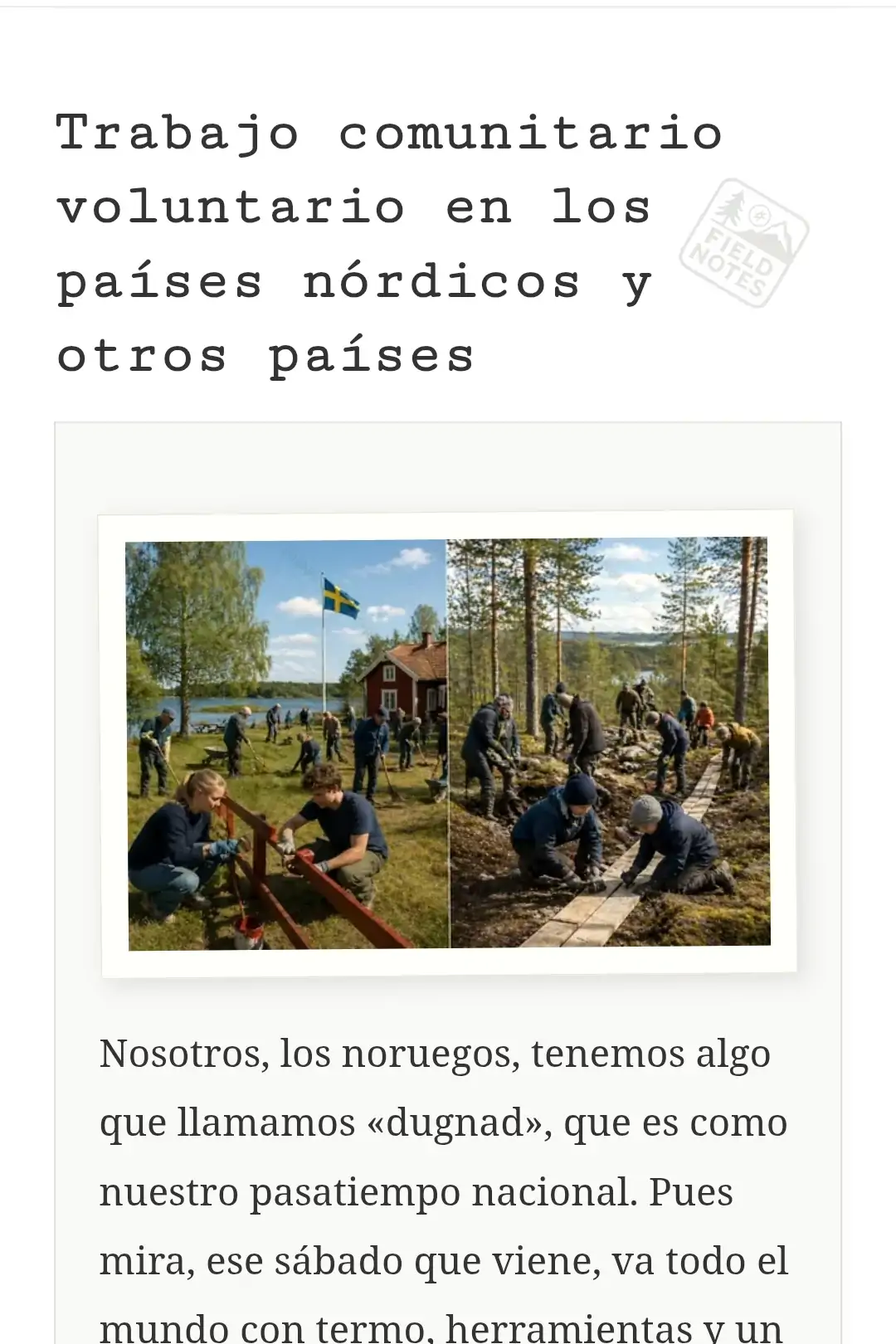 Trabajo comunitario voluntario en los países nórdicos y otros países