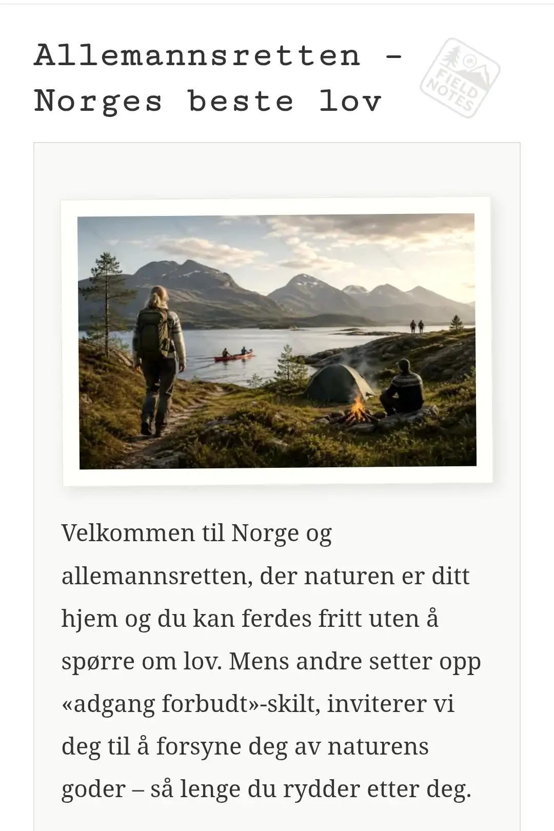 Allemannsretten – Norges beste lov