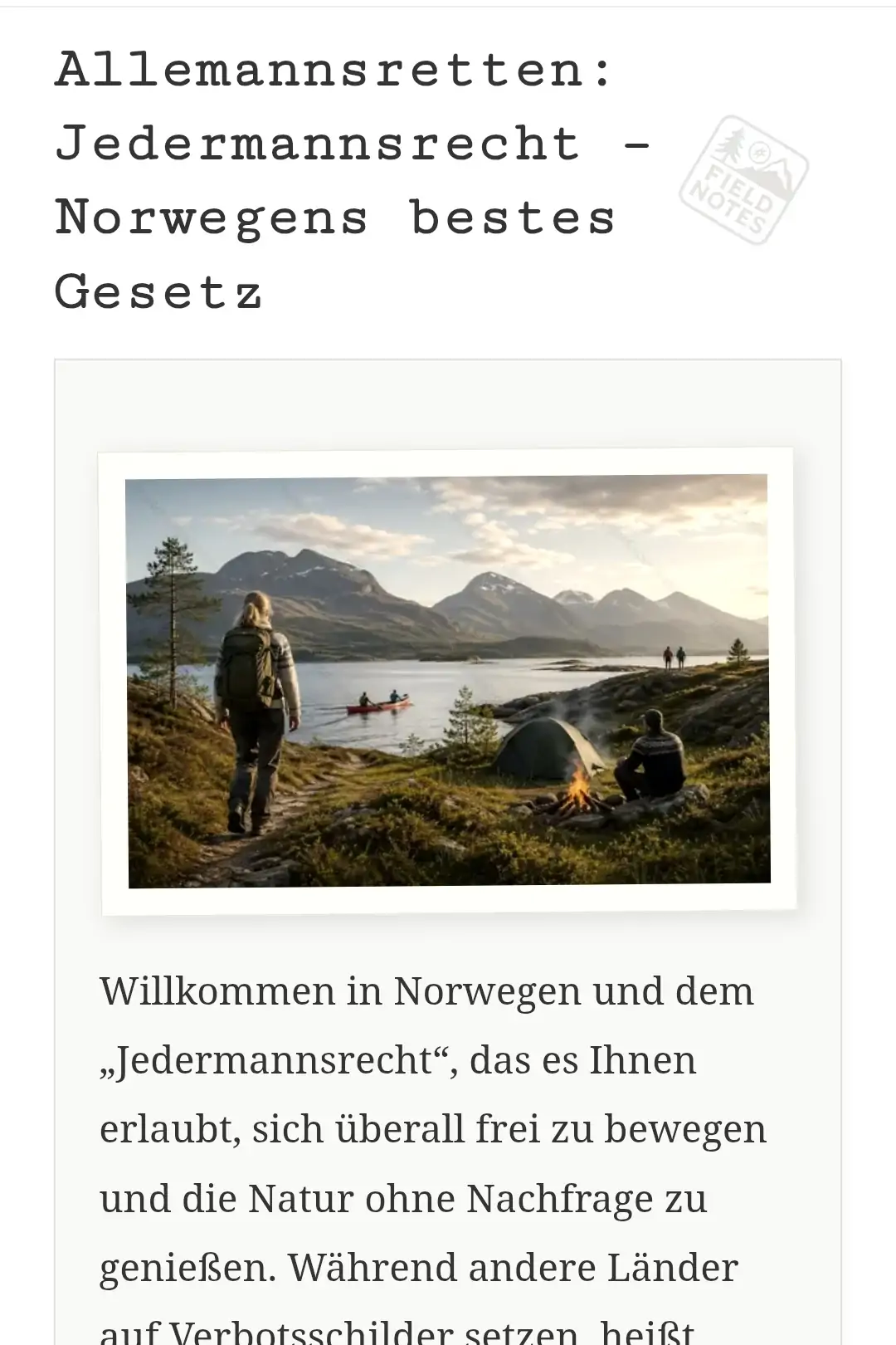 Allemannsretten: Jedermannsrecht – Norwegens bestes Gesetz