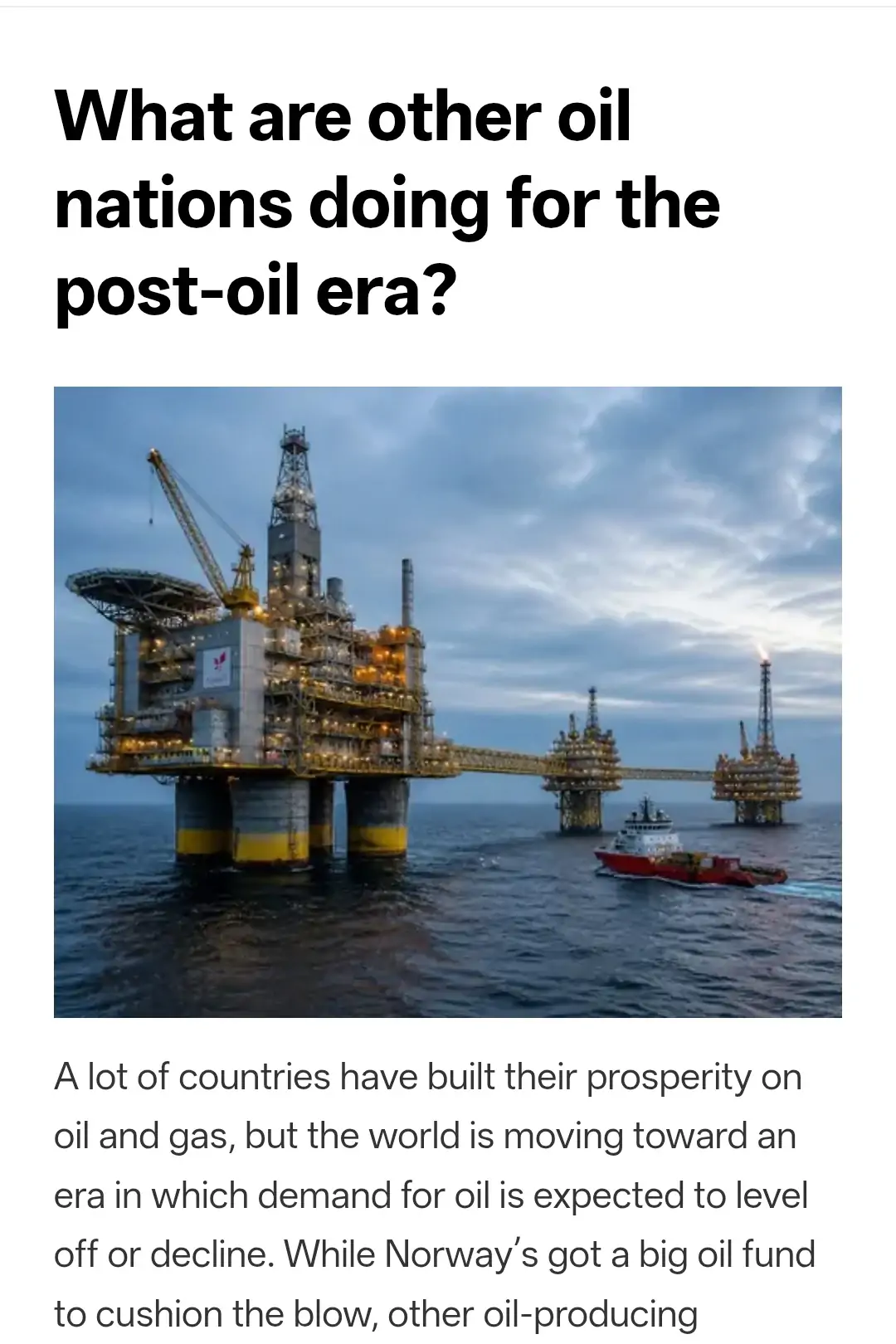 What are other oil nations doing for the post-oil era?