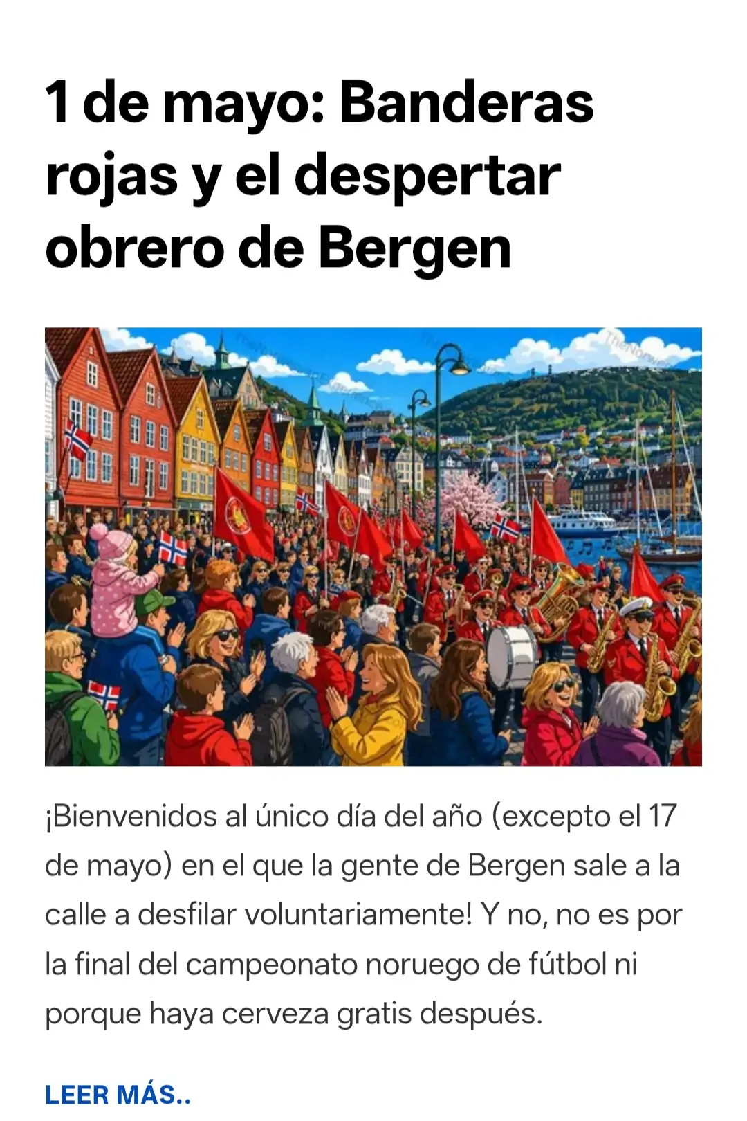 1 de mayo: Banderas rojas y el despertar obrero de Bergen
