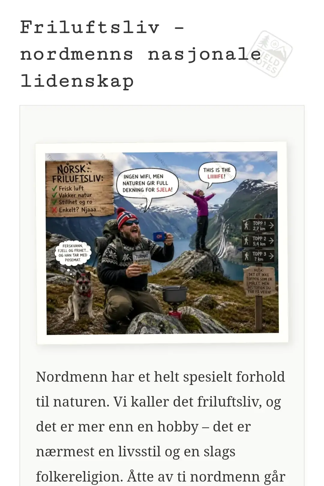 Friluftsliv – nordmenns nasjonale lidenskap