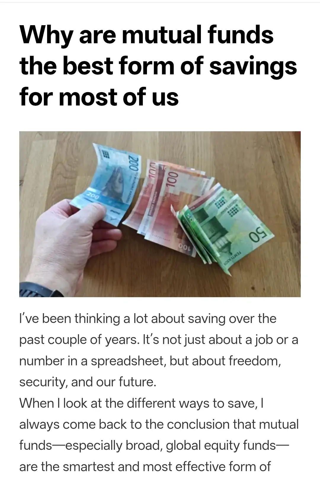 Why are mutual funds the best form of savings for most of us