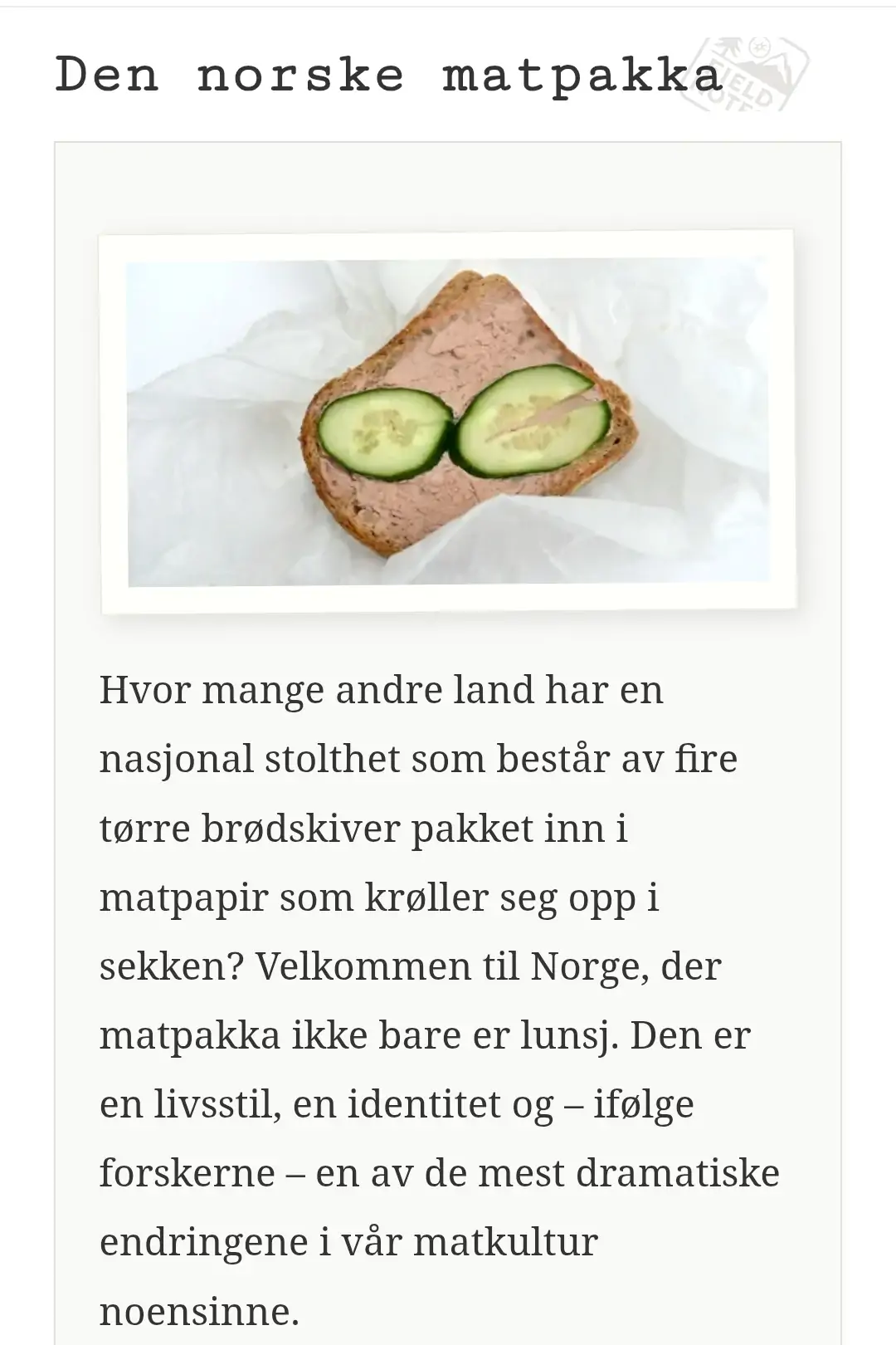 Den norske matpakka