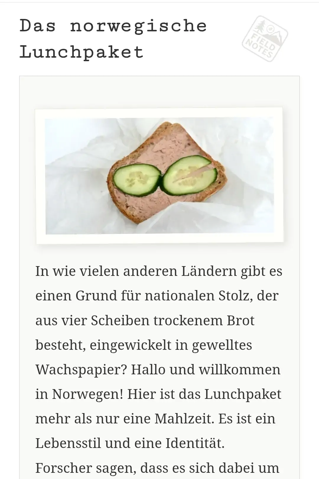 Das norwegische Lunchpaket