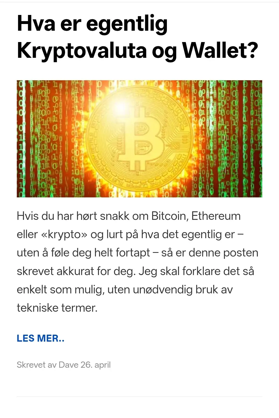 Hva er egentlig Kryptovaluta og Wallet?