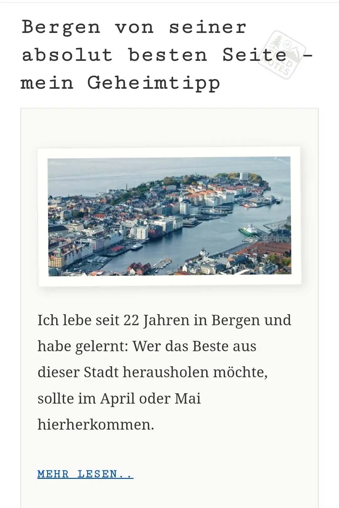 Bergen von seiner absolut besten Seite – mein Geheimtipp