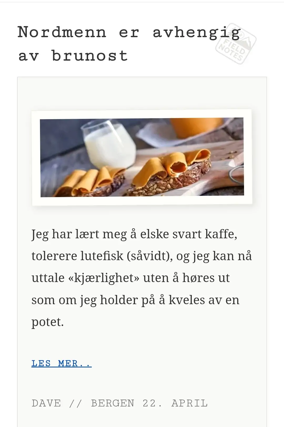 Nordmenn er avhengig av brunost