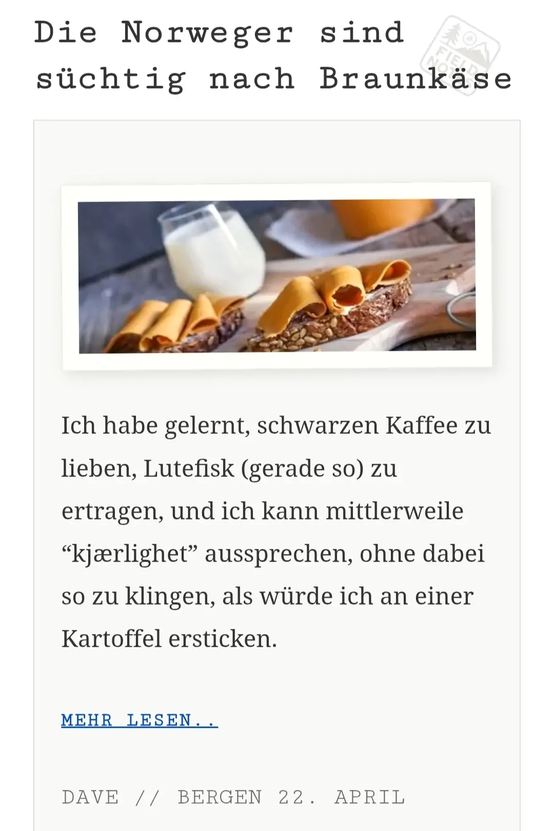 Die Norweger sind süchtig nach Braunkäse