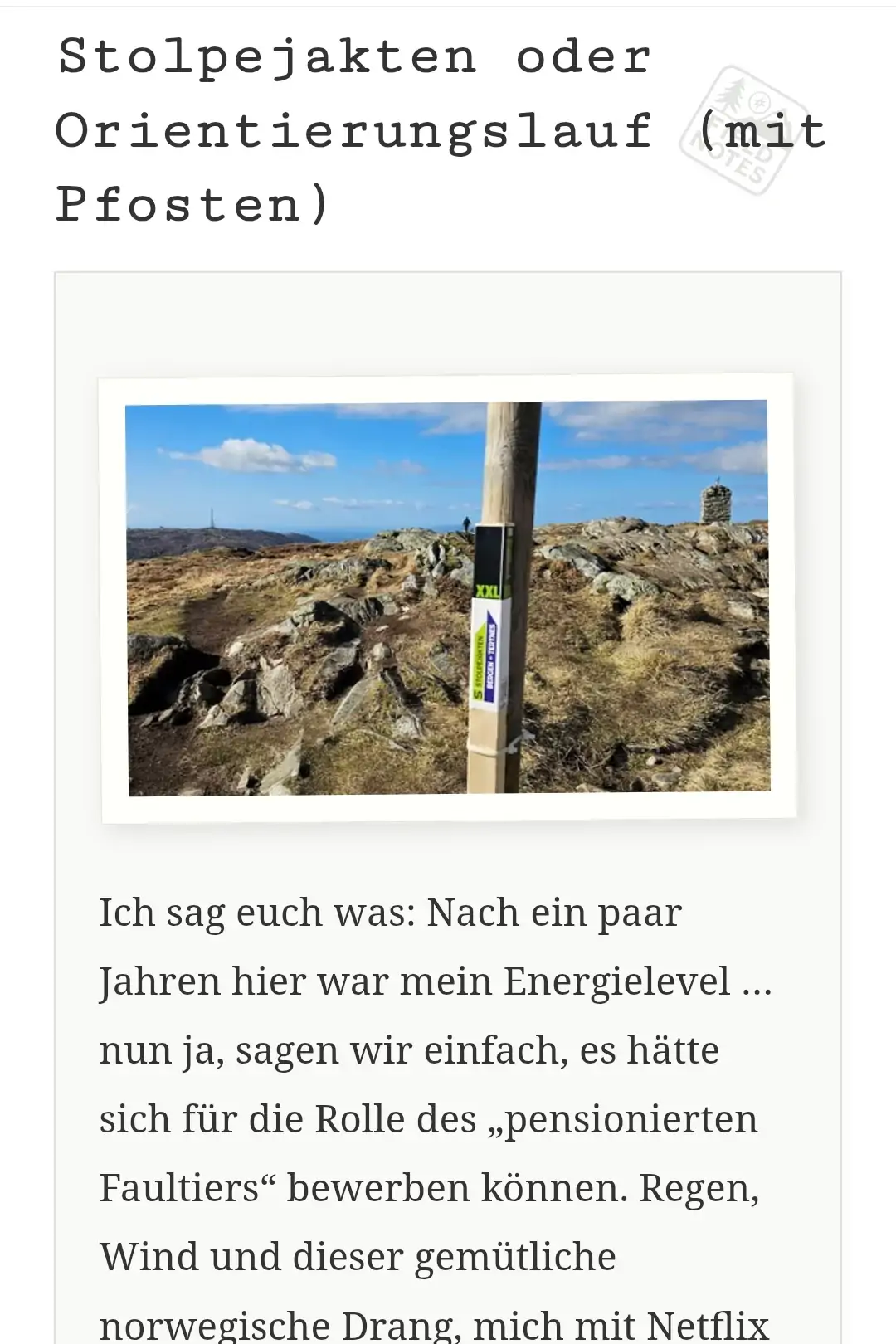 Stolpejakten oder Orientierungslauf (mit Pfosten)