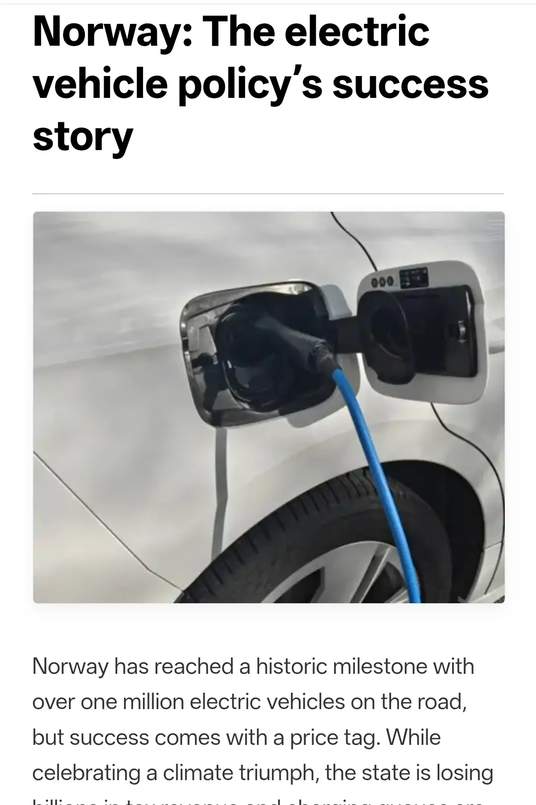 Norway: The electric vehicle policy’s success story