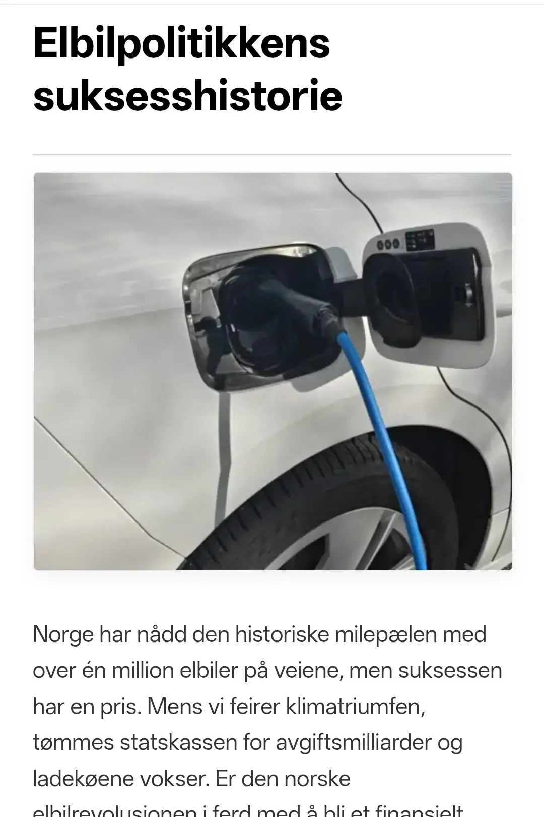 Elbilpolitikkens suksesshistorie