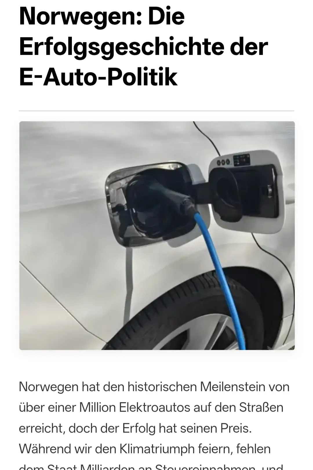 Norwegen: Die Erfolgsgeschichte der E-Auto-Politik