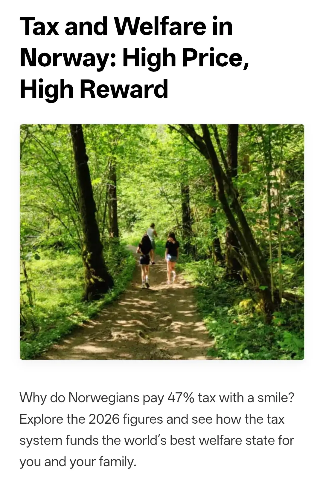 Tax and Welfare in Norway: High Price, High Reward