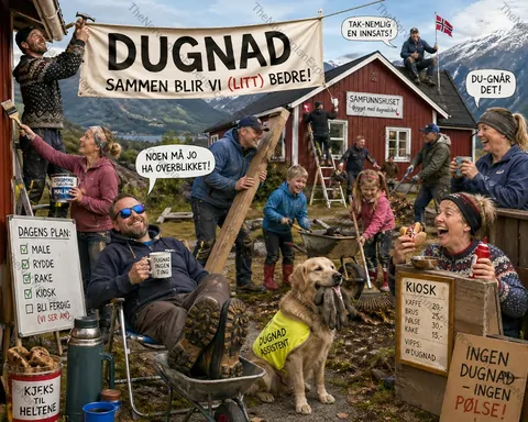 Dugnad - Mest effektive unnskyldning for å drikke kaffe i regnvær